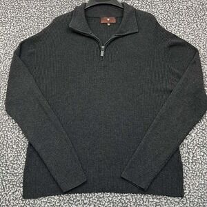 Toscano Sweater Women XL Black Rib Knit Quarter Zip Long Sleeve Merino Wool